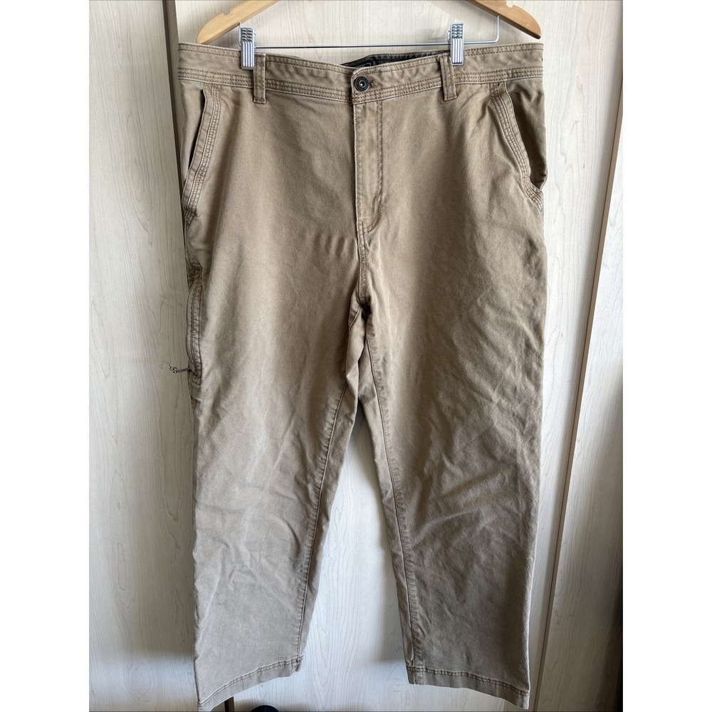 GH Bass Pants Mens Size 40x32 (30" inseam) Beige‎ Tan Canvas Zip Pocket Workwear